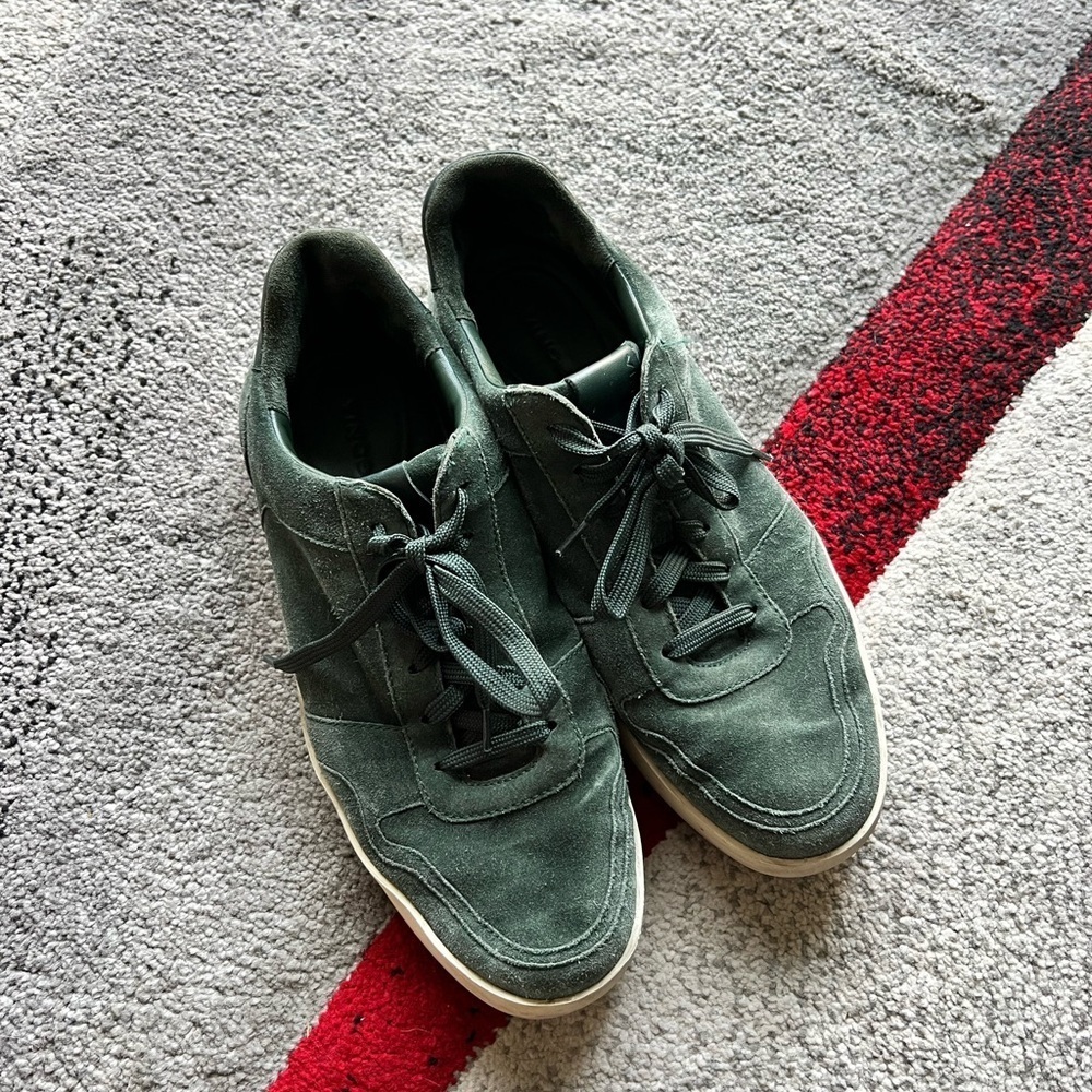 Vince Moss Green Suede Lace Up Sneakers